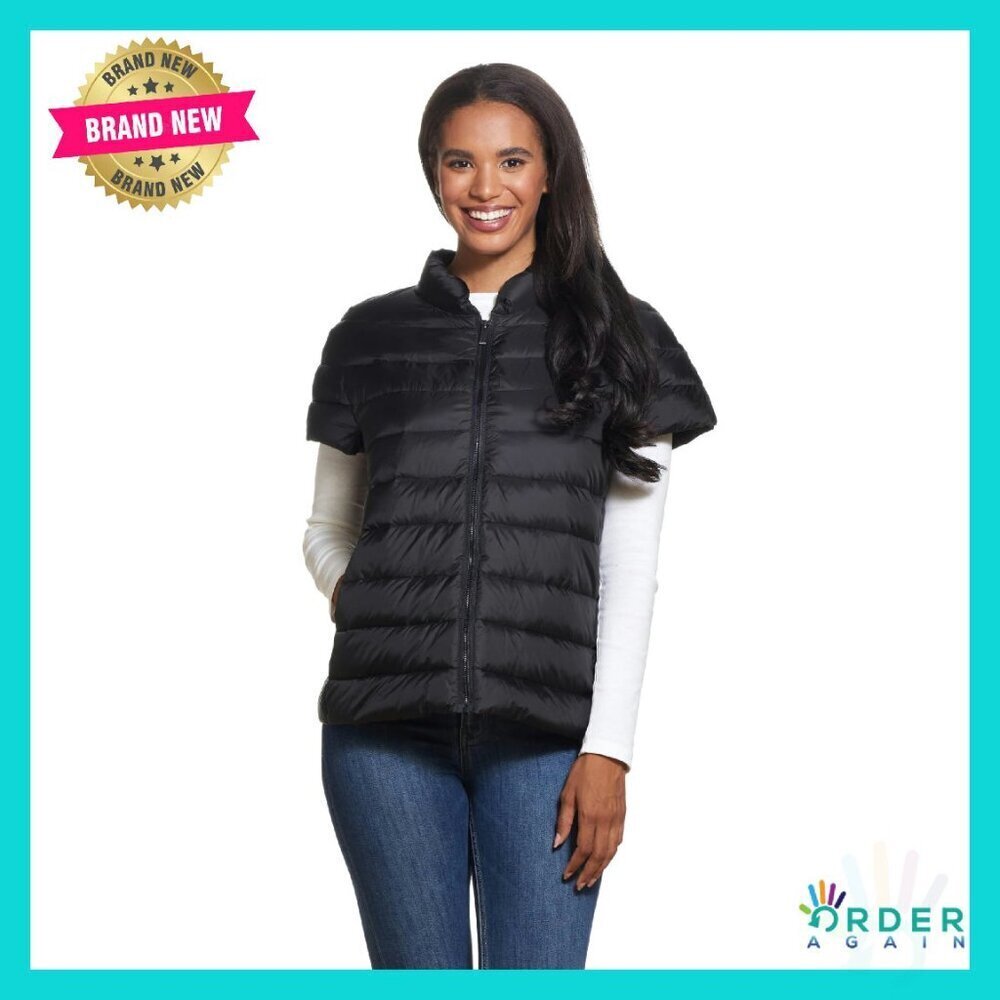 Lightweight Quilted Puffer Vest Short Sleeve Chic Layering Outerwear Jacket